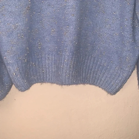 Zara Baby Blue Sweater with Metallic Thread Size Small - Picture 5 of 9